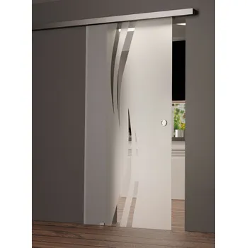 Interiérové dveře Skleněné posuvné dveře s oboustrannou mušlí Amod Cassini Soft Stop 77,5/205/0,8 zapískované/čiré