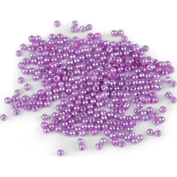 Dětské navlékací korálky Plastové voskové korálky / perly Glance Ø3 mm, malé, 26 fialová lila