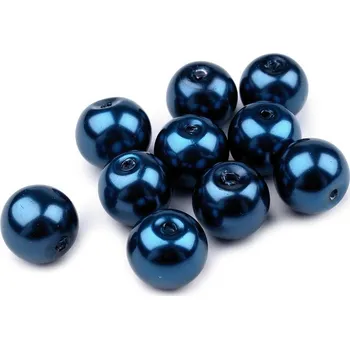 Dětské navlékací korálky Skleněné voskové perly Ø10 mm, velké, 72B modrá pařížská