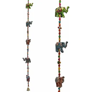 Feng Shui dekorace závěsná s dřevěnými slony délka cca 80 cm