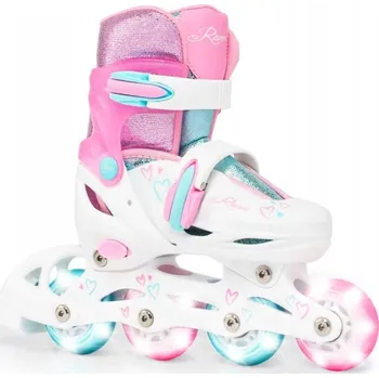 Kolečkové brusle Raven Loret Glitter White/Mint/Pink dětské kolečkové brusle - LED kolečka POUZE EU 30-33 (VÝPRODEJ) + DÁREK