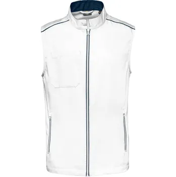 Pánská vesta WK DESIGNED TO WORK WK 6148 / Pánská vesta z odolného materiálu - bílá/námořní modrá XXL