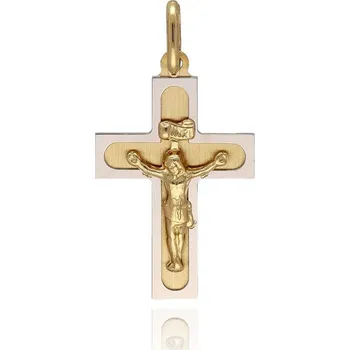 Přívěsek MOISS přívěsek ze žlutého zlata BICOLOR WHITE KŘÍŽ