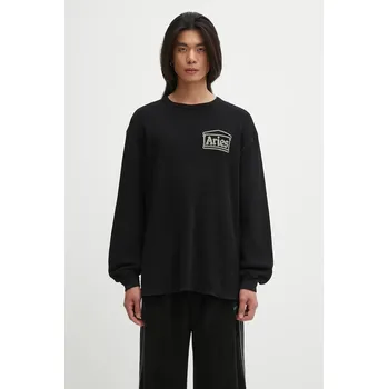 Pánská móda Bavlněné tričko s dlouhým rukávem Aries Reversible Temple AR4066604 černá 99X, vel. L