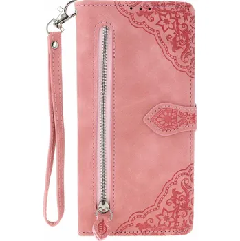 Pouzdro na mobilní telefon Pouzdro Xiaomi Redmi 14C knížkové se zipem růžové (kryt neboli obal na Xiaomi Redmi 14C)