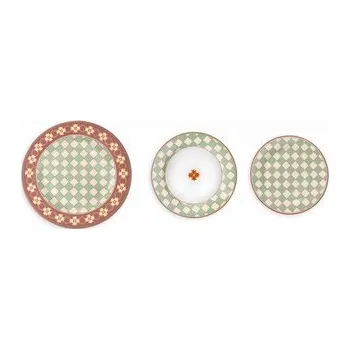 Talíř Jídelní porcelánová 18-ti dílná sada talířů LE CEMENTINE QUADRELLA BRANDANI