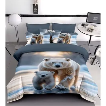 Povlečení Novinka 2026 ! Bavlněné povlečení s 3D efektem na 2 postele -140×200/70×90 cm - Lední medvěd + prostěradlo zdarma