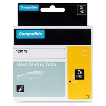 PRINTLINE kompatibilní páska s DYMO 18055, 12mm, 1.5m, černý tisk/bílý podklad, RHINO, bužírka