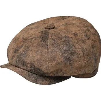 Čepice Fiebig - Headwear since 1903 Pánská kožená 8-dílná bekovka s podšívkou - hnědá kožená bekovka Velikost: 55 cm (S)