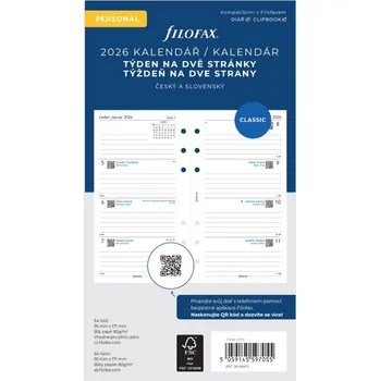 Diář Filofax Náhradní vložka do diářů Filofax - kalendář osobní týdenní / 2 strany 610599