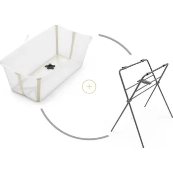 koupací vanička Stokke Skládací vanička Flexi Bath®, Sandy Beige + stojan na vaničku