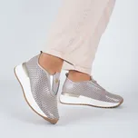 Dámské taupe perforované kožené slip-on tenisky Letizia Velikost: 37