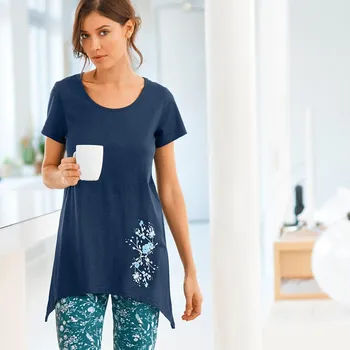 Pánské tričko Blancheporte Asymetrické tričko s krátkými rukávy, námořnicky modré nám.modrá 54