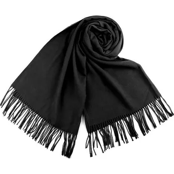 Šála Šátek / šála typu pashmina s třásněmi 65x180 cm, velké, 11 (03a) černá