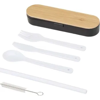 Příbor Runa sada příborů s bambusovým víkem - Černá