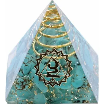 Orgonit pyramida s tyrkenitem pro krční čakru 3 x 3,2 cm