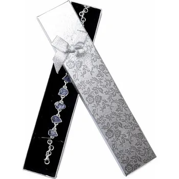 Dárková krabička Papírová dárková krabička v barvě stříbra na náramky 4,3 x 21,5 cm 21,5 x 4,3 x 2,4 cm