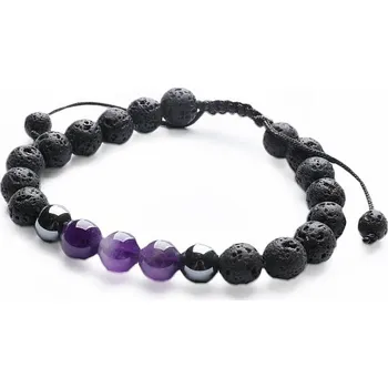 Náramek Ametyst a lávový kámen náramek se Shamballa zapínáním obvod cca 16 až 25 cm