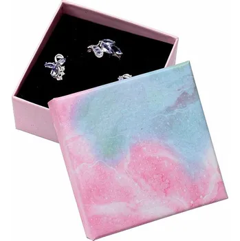 Dárková krabička Papírová dárková krabička růžovomodrá na prsteny 5,2 x 5,2 cm 5,2 x 5,2 x 3,2 cm