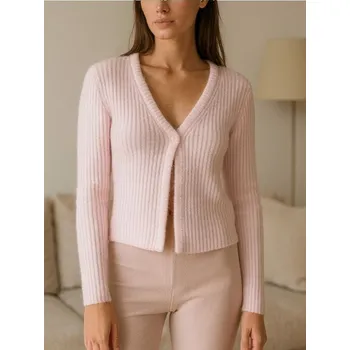 Dámské oblečení Sinsay - Svetr na knoflíky - pastelová růžová - 641IJ-03X - 641IJ-03X-XL