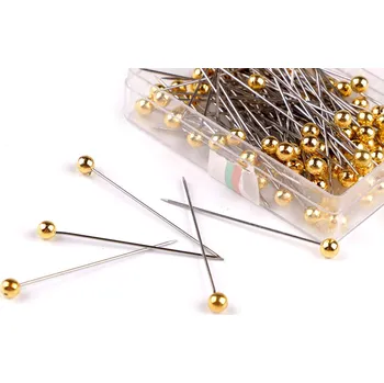 Nástroj na niť a příze Ozdobné špendlíky nerezové délka 38 mm, velké, 3 zlatá