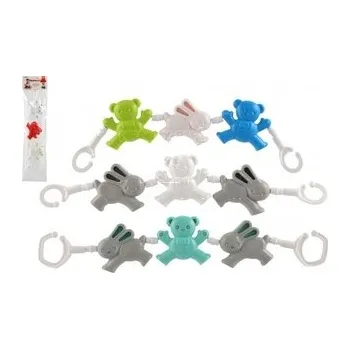 Řetěz Zábrana na kočárek medvěd zajíc plast 43cm