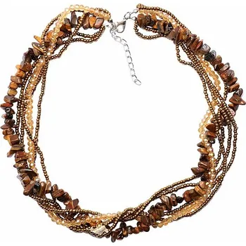 Náhrdelník Tygří oko exkluzivní náhrdelník s třpytivými korálky délka cca 45 cm