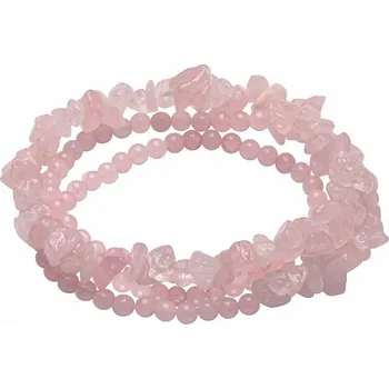 Náramek Luxusní náramek z korálků a ohlazených kousků růženínu elastický obvod cca 54 cm