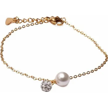 Náramek Elegantní náramek Cable styl nerezová ocel s imitací perly obvod cca 18,5 až 21,5 cm