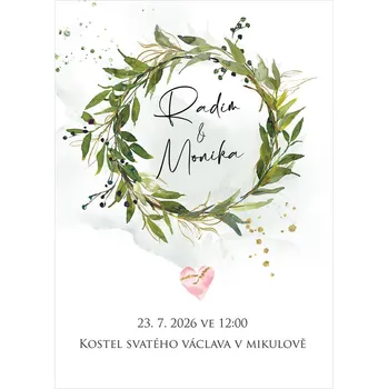 Svatební oznámení 259 – Lístečky v boho stylu