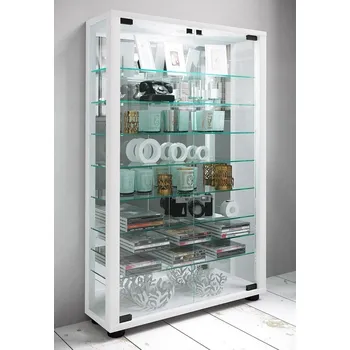 Komoda Vcm Vitrína Lumo Mini se zrcadlem, bílá