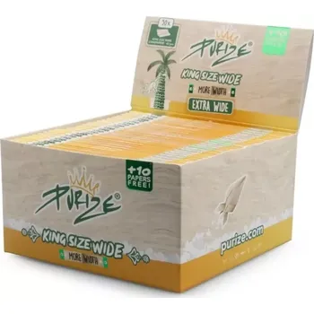 PURIZE papírky King Size Wide, 42 ks v balení, nebělené | box 50 ks (PURIZE King Size Wide - extra široké papírky 53 × 108 mm, nebělené, ultra tenké, 42 listů v balení, maximální prostor pro balení.)