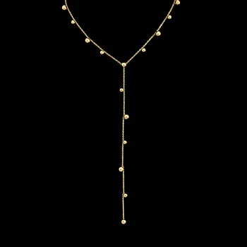 Náhrdelník Dlouhý elegantní náhrdelník z pozlacené chirurgické oceli s kuličkami č. 1749