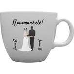 Personalizovaný MEGA XXL keramický hrnek 1000 ml s novomanželským párem