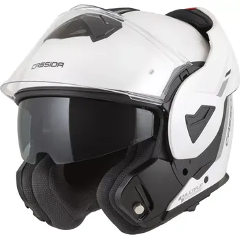 Motodoplněk Překlopná helma na motorku CASSIDA MultiFlip Solid (bílá perleť/černá) + pinlock v ceně