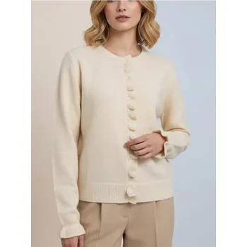 Dámský svetr Sinsay - Kardigan s volánkem podél zapínání - béžová - 648IJ-08X - 648IJ-08X-XL