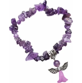 Náramek Dětský náramek z ametystu s andělíčkem obvod cca 12 cm