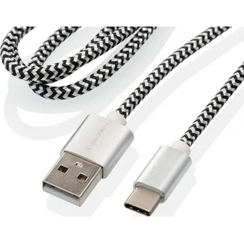 Počítač Kabel GoGEN USBAC100MM24T USB / USB-C, opletený, zkumavka, 1m - stříbrný