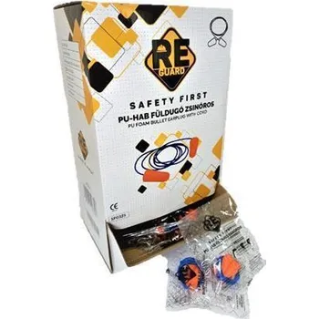 Špunty do uší se šňůrkou, oranžová, PU pěna, 100 párů, SF0325