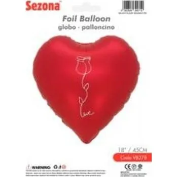 Balónek Balon Serce z nadrukiem róży 45cm