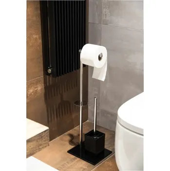 WC štětka + držák papíru, nerez a černá barva (9779) HOPA
