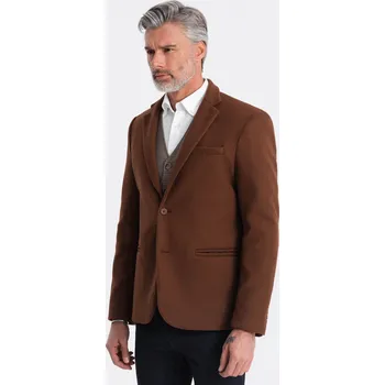 Pánský ležérní blazer s ozdobnými knoflíky na manžetách V1 - ESPIR Barva: Hnědá, Velikost: XL