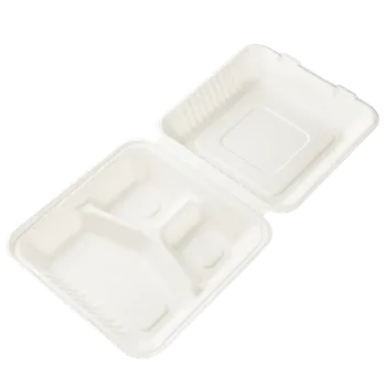 Jednorázové nádobí EcoPack Menu box z cukrové třtiny 200x210x85 mm 3-dílný bílý bal/50 ks