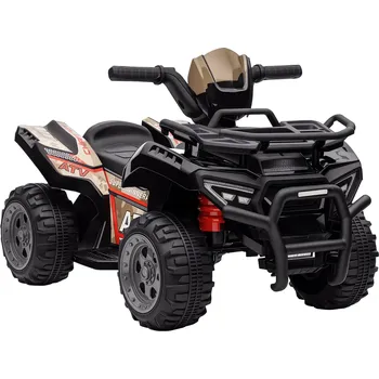 Dětské elektrovozidlo HOMCOM Mini elektrická čtyřkolka dětská elektrická čtyřkolka LED přední světlo dětské vozidlo pro děti 18-36 měsíců kovový PP plast černý 70 x 42 x 45 cm | Aosom