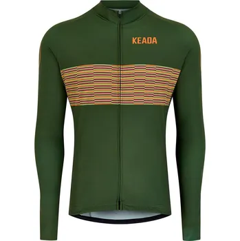 Pánské tričko KEADA SPORTS Dámský cyklistický dres s dlouhým rukávem L ZELENÁ|ŽLUTÁ