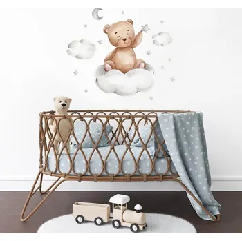 Samolepící dekorace 4L Samolepky na zeď - medvídek na mráčku