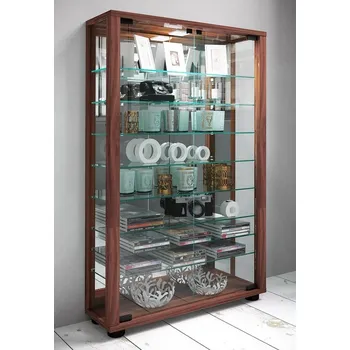 Komoda Vcm Vitrína Lumo Mini se zrcadlem, ořech