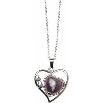 Náhrdelník Ametyst srdce náhrdelník z nerez oceli délka cca 45 cm