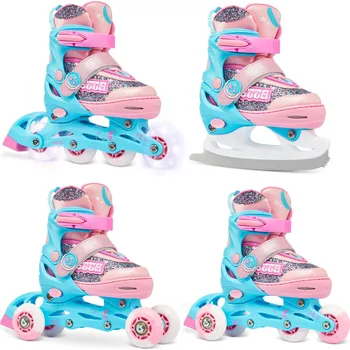 Kolečkové brusle RAVEN Nastavitelné kolečkové brusle 4v1 Raven Etta LED kolečka 30/33 MODRÁ|RŮŽOVÁ|VÍCEBAREVNÁ