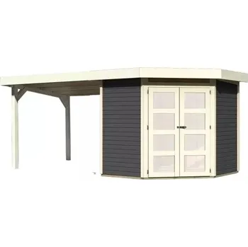 Zahrada LANIT PLAST, s.r.o. dřevěný domek KARIBU GOLDENDORF 3 + přístavek 280 cm (78247) terragrau LG3882